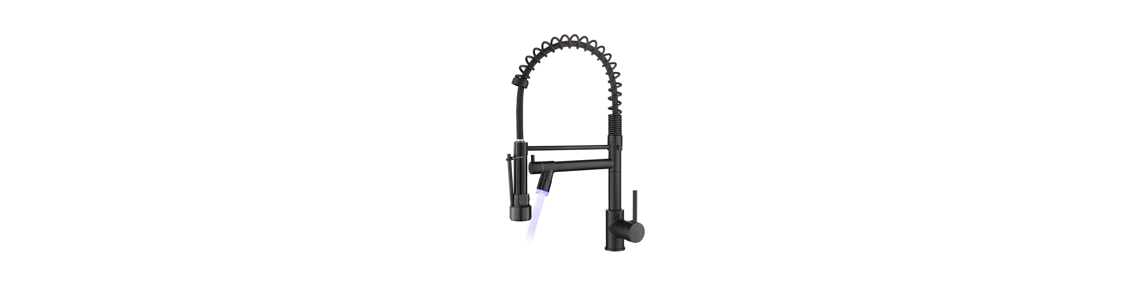 Phying Led Commercial Kitchen Faucet Single Handle Single Lever Pull Down Sprayer Sink Faucet Modern High Arc Rotatable Kitchen Tap