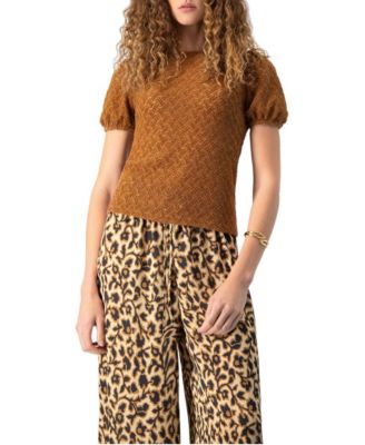 Women's Back Button Knit Crewneck Blouse