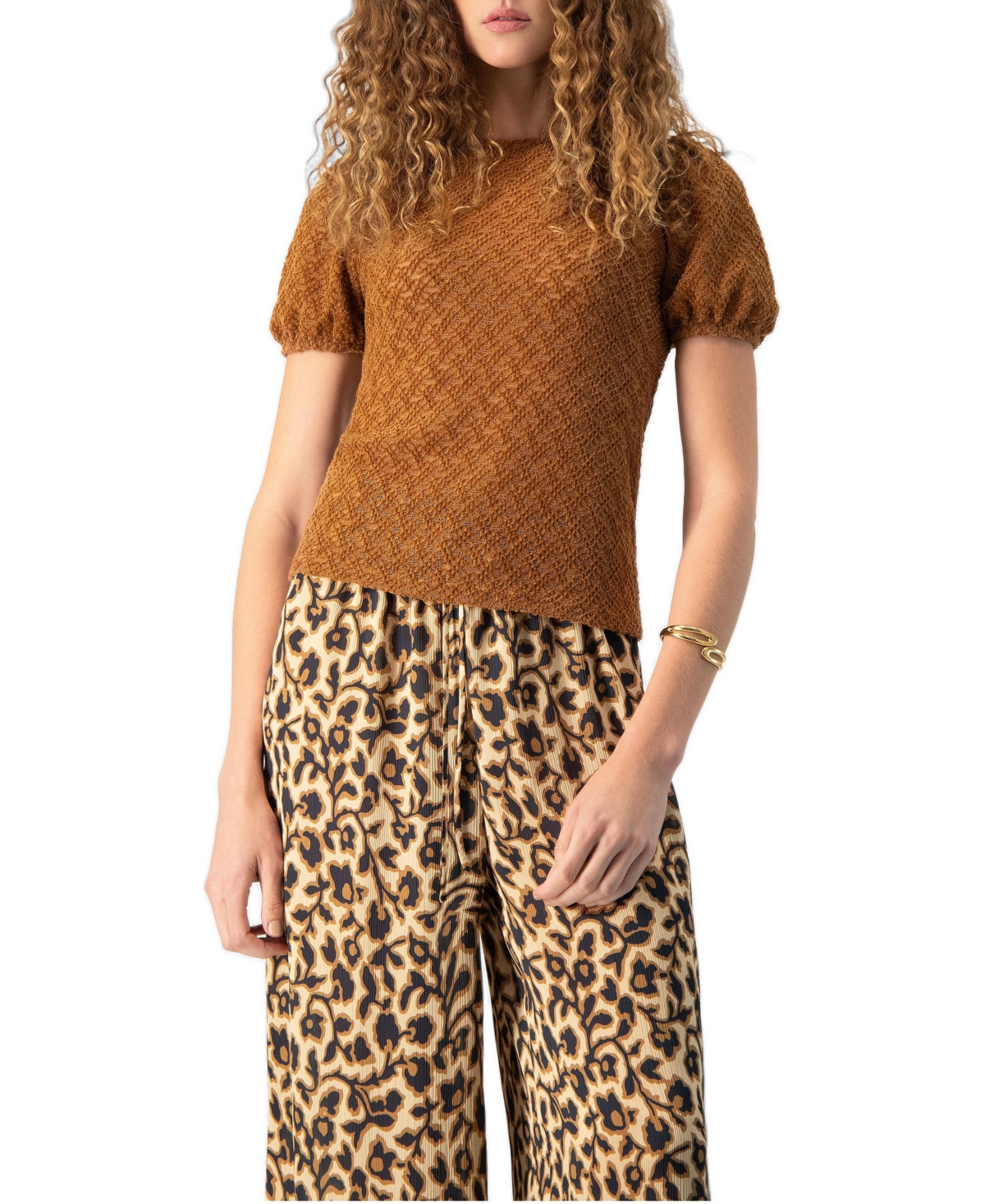 Ivonne Women's Back Button Knit Crewneck Blouse