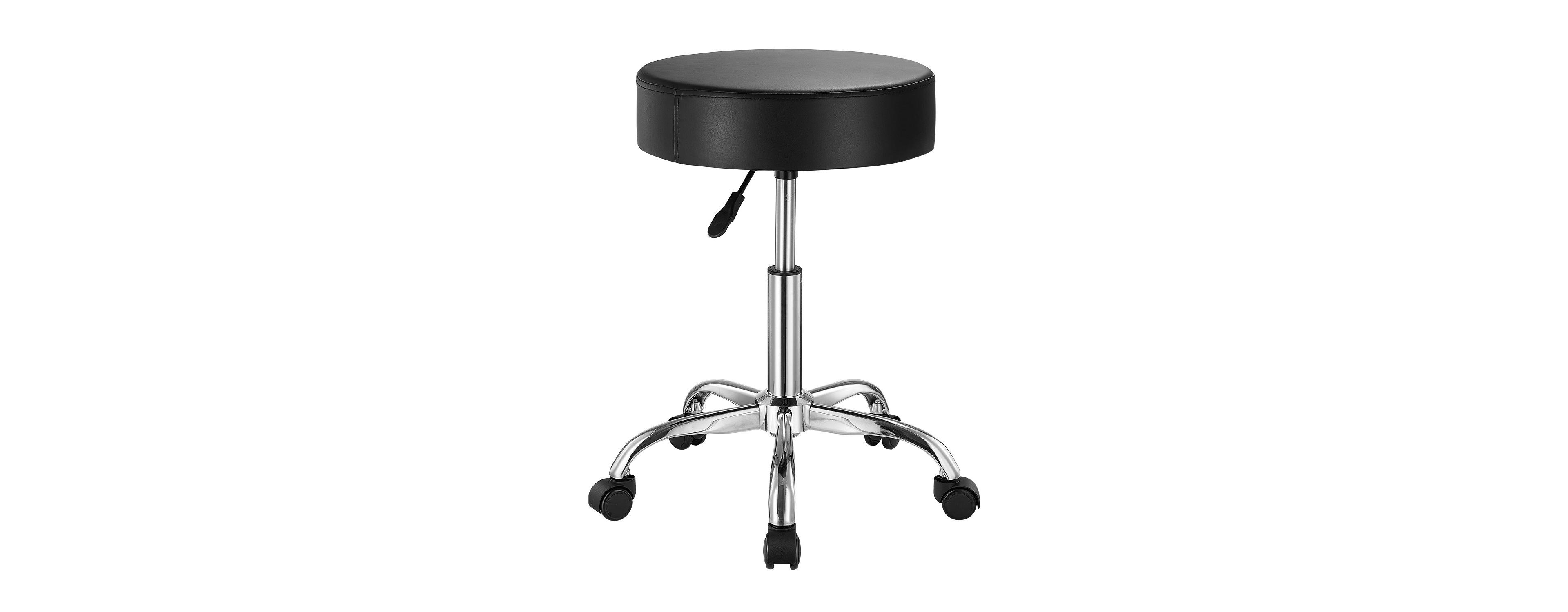 Mecale Height-Adjustable Round Rolling Stool with Wheels and 450 lb Capacity