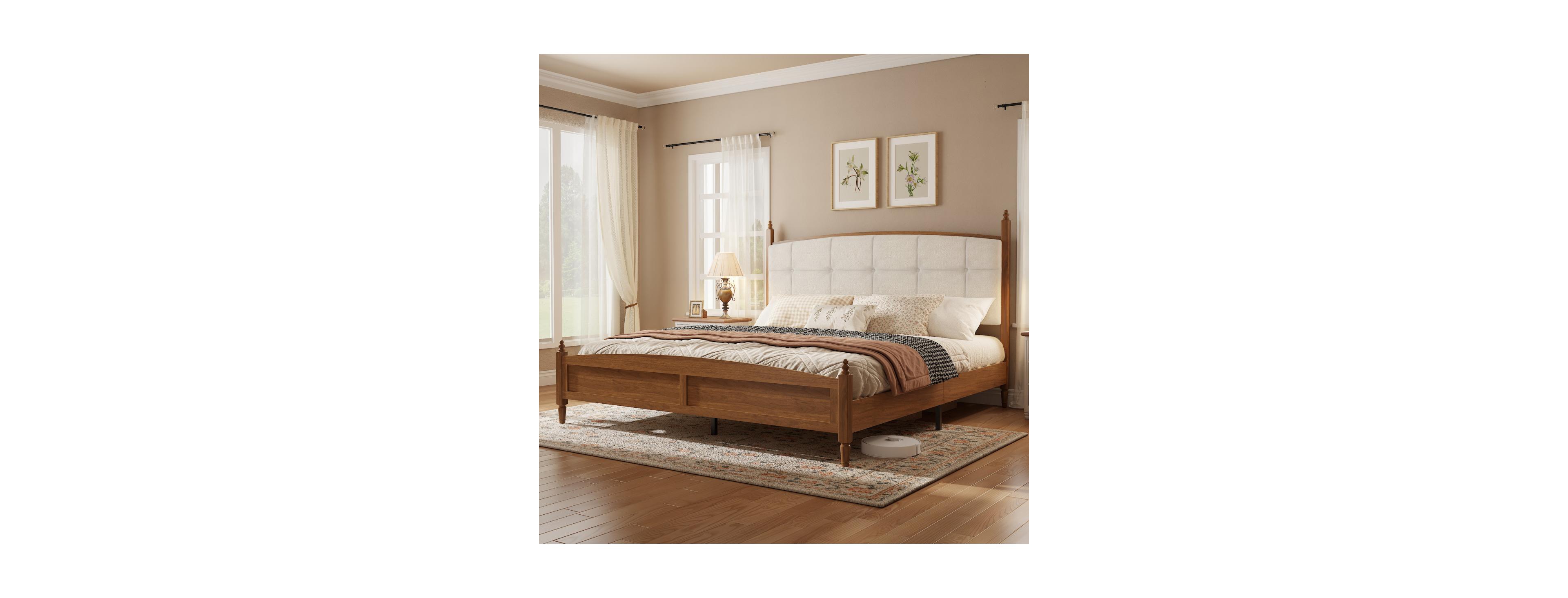 Streamdale Furniture Walnut King Spindle Platform Bed Frame