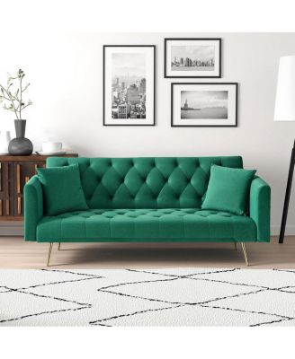 71" Convertible Velvet Loveseat Sofa