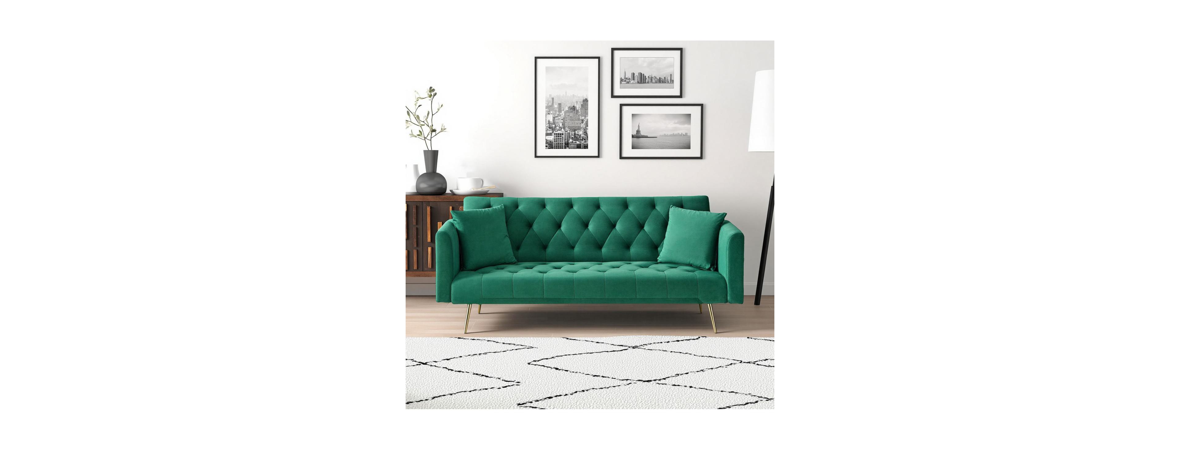 Streamdale Furniture 71" Convertible Velvet Loveseat Sofa