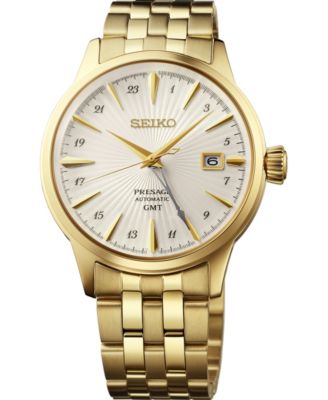 Men's Presage Cocktail Time Gold-Tone Stainless Steel Bracelet Watch 40.5mm