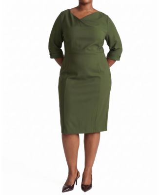 Plus Size Lando Sheath Ponte Three-Quarter-Sleeve Dress