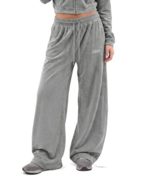 Женские брюки AELFRIC EDEN Rhinestone Velour Baggy Sweatpants, цвет: Тёмный серый