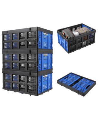 Collapsible Storage Crate, Stackable Storage Basket with Integrated Handles, Organizer Bin for Home, Kitchen, Garage and Laundry