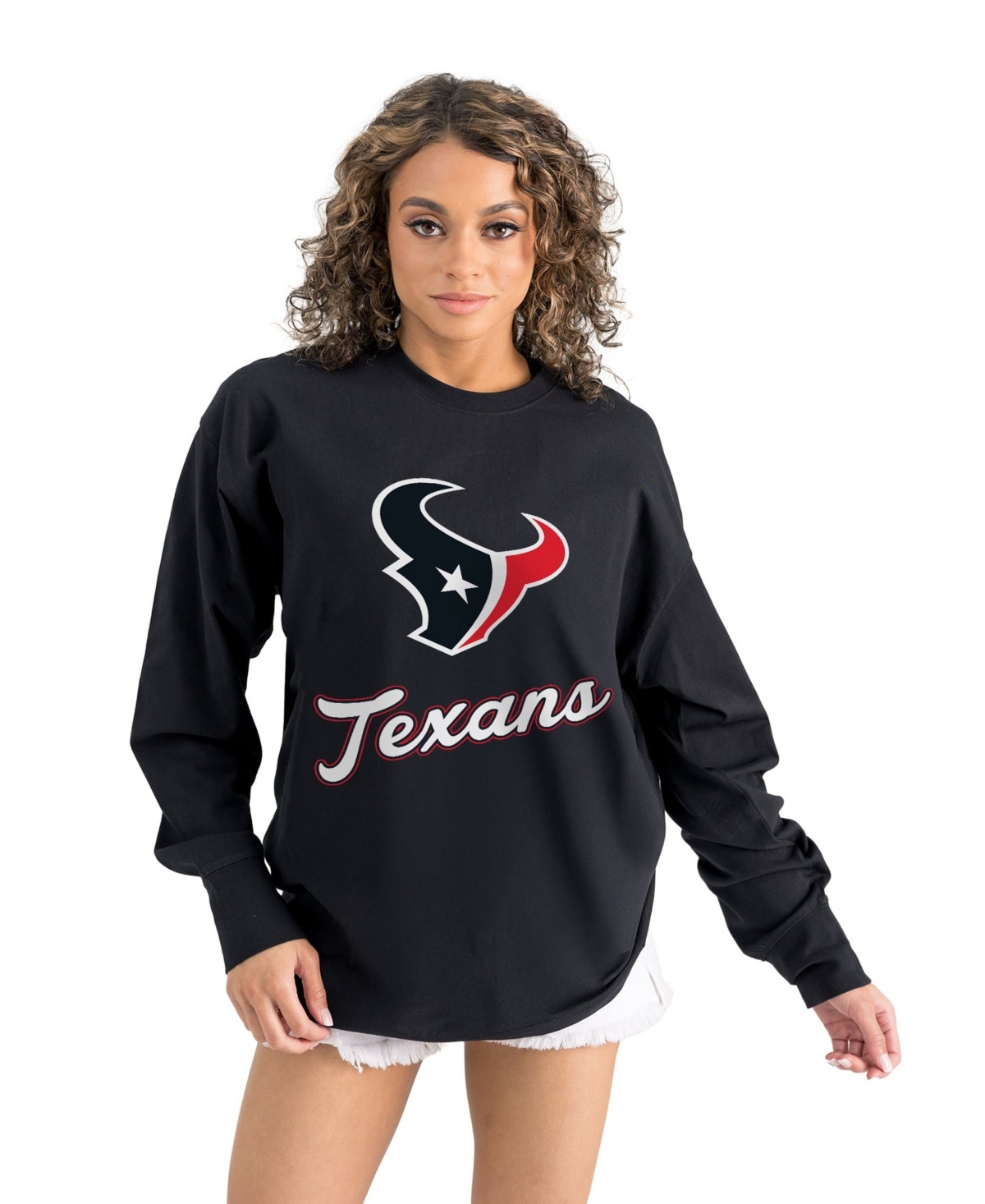 Gameday Couture Women's Black Houston Texans Oversized Long-Sleeve T-Shirt - Black