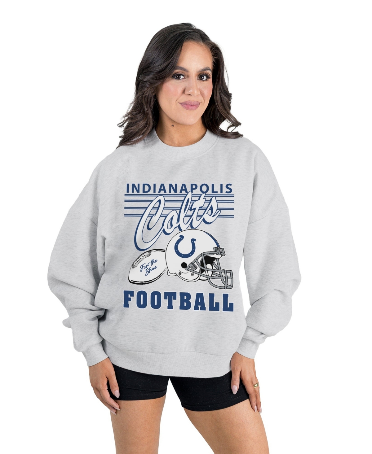 Gameday Couture Women's Ash Indianapolis Colts Home Turf Oversized Premium Fleece Pullover Sweatshirt - Ash