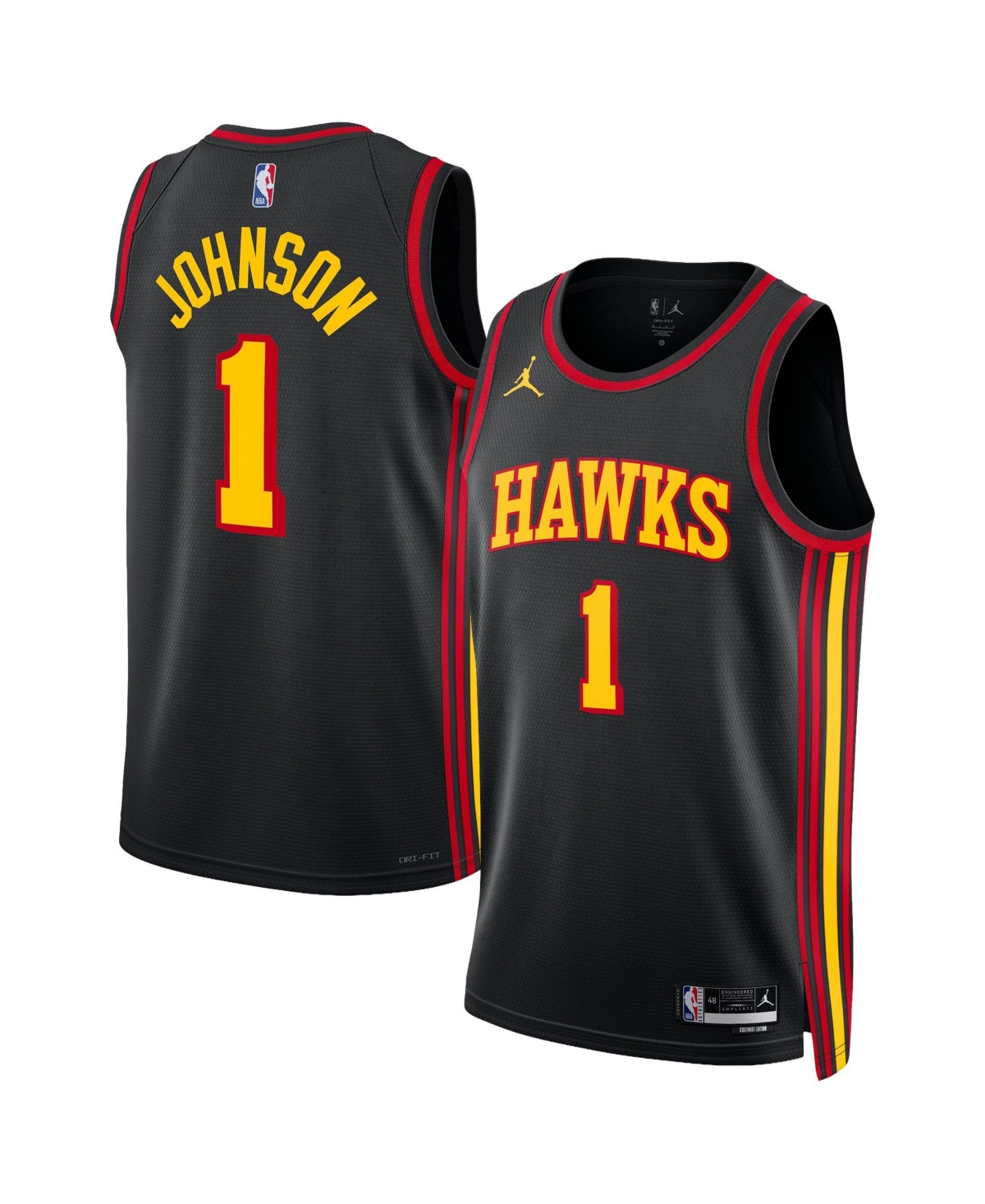 Jordan Men's and Women's Jalen Johnson Black Atlanta Hawks Swingman Statement Edition Jersey - Black