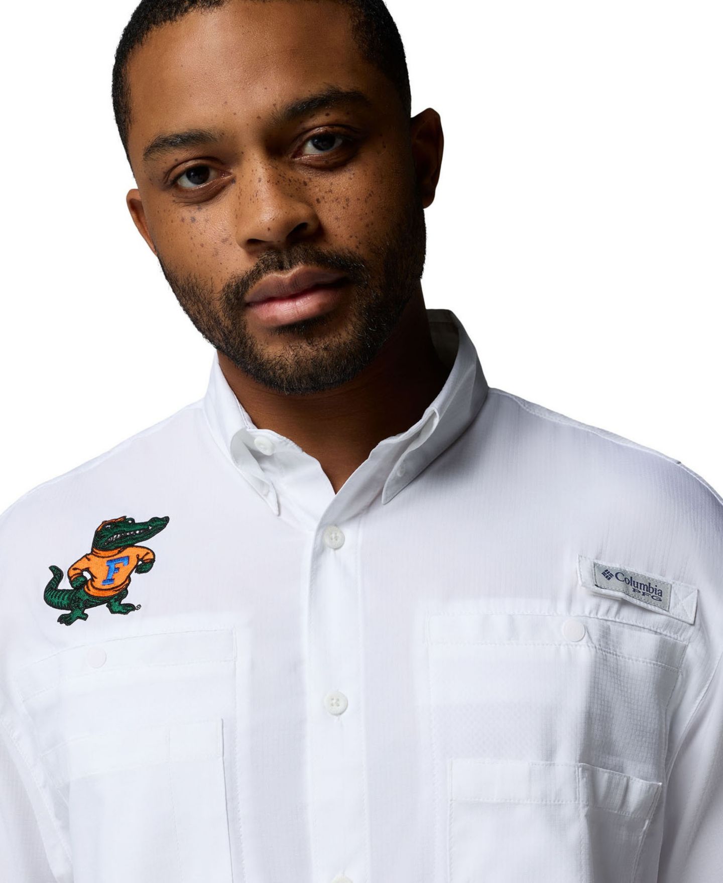 Мужская рубашка Columbia White Florida Gators Tamiami Omni-Shade Button-Down — фото 5