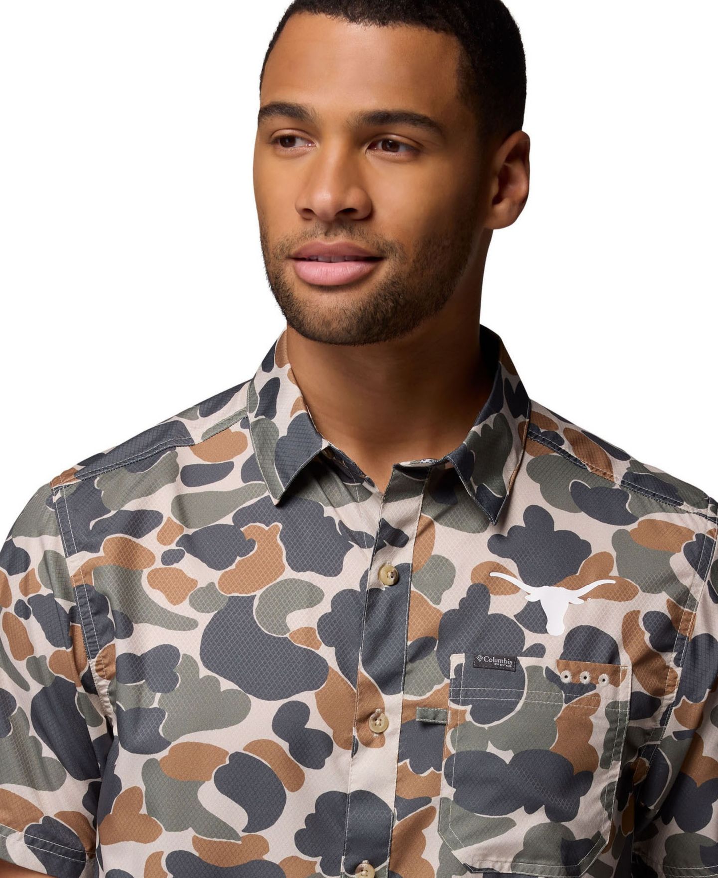 Мужская рубашка Columbia Camo Texas Longhorns Super Slack Tide Omni-Wick Button-Up — фото 5
