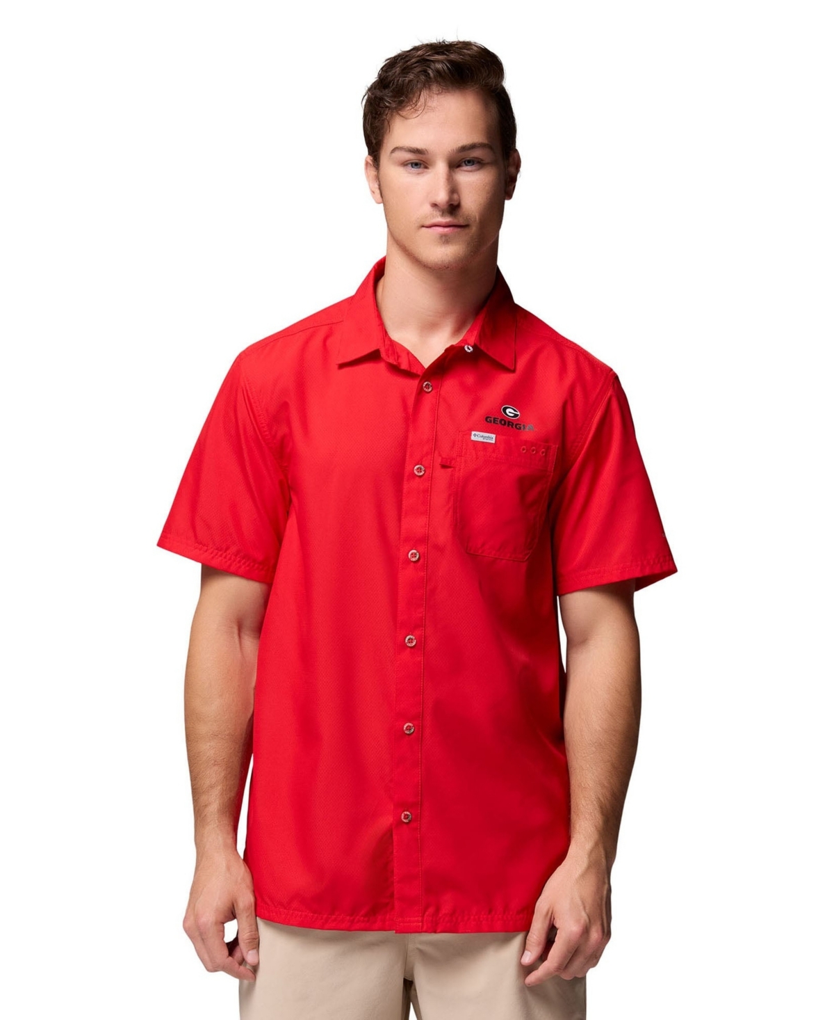 Columbia Men's Red Georgia Bulldogs Slack Tide Camp Button-Up Shirt - Red