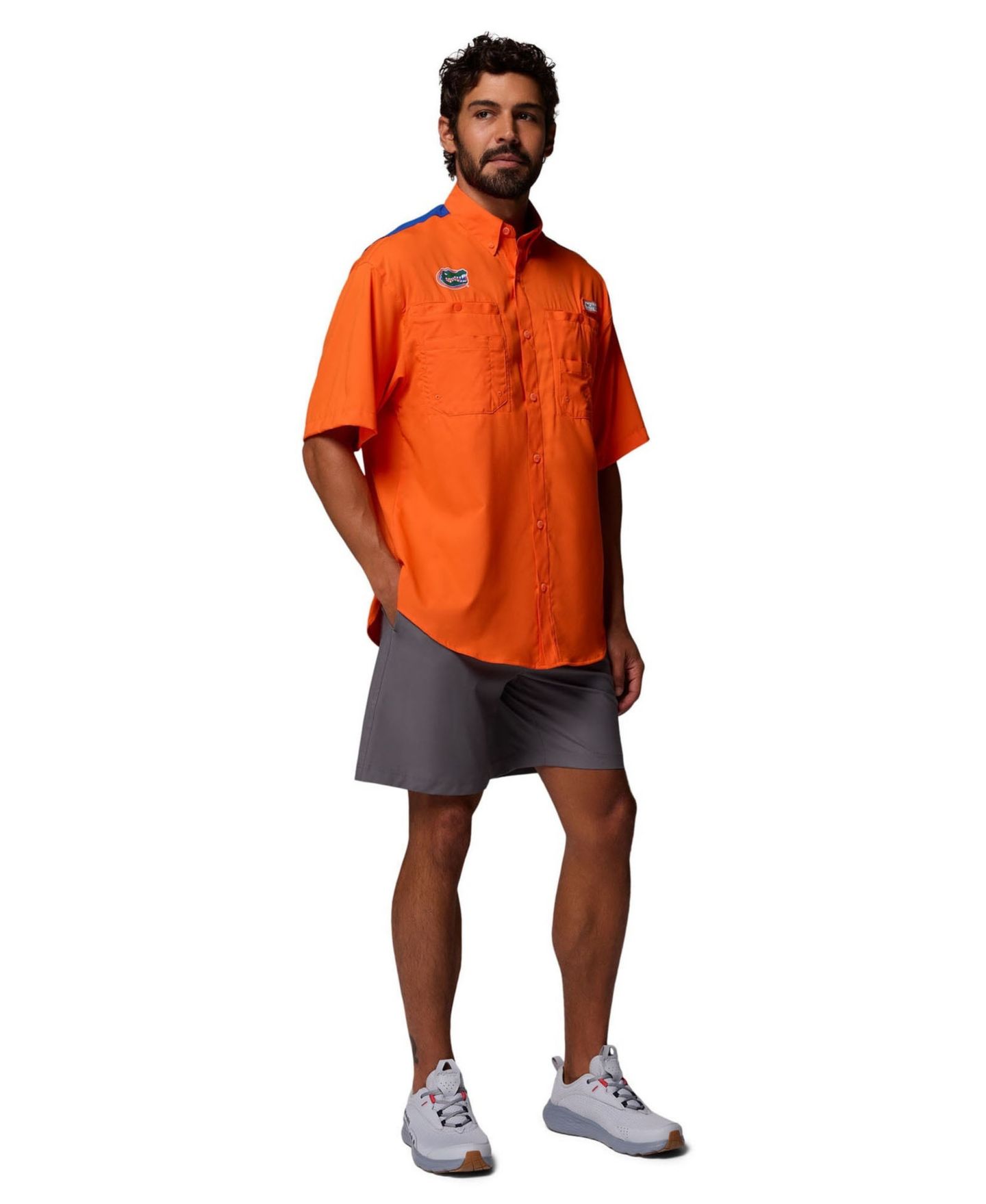 Мужская рубашка Columbia Orange Florida Gators Tamiami Colorblock Omni-Shade Button-Down — фото 4