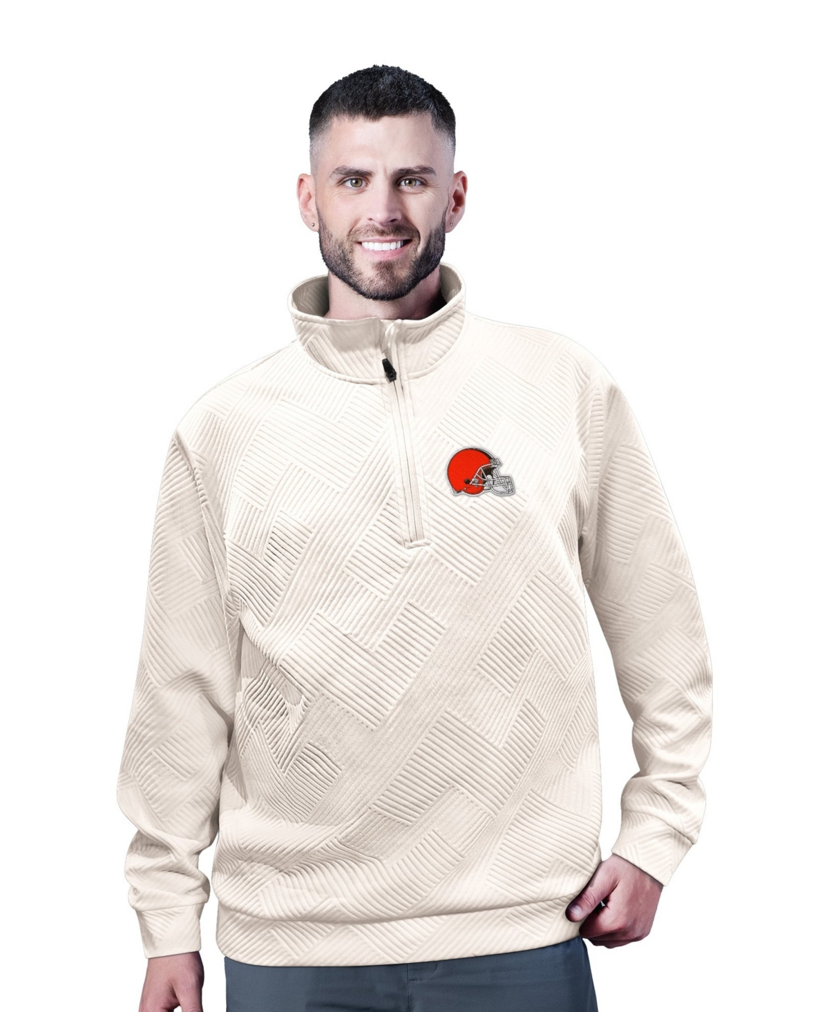Msx by Michael Strahan Men's White Cleveland Browns Cross Training Half-Zip Pullover - Cream