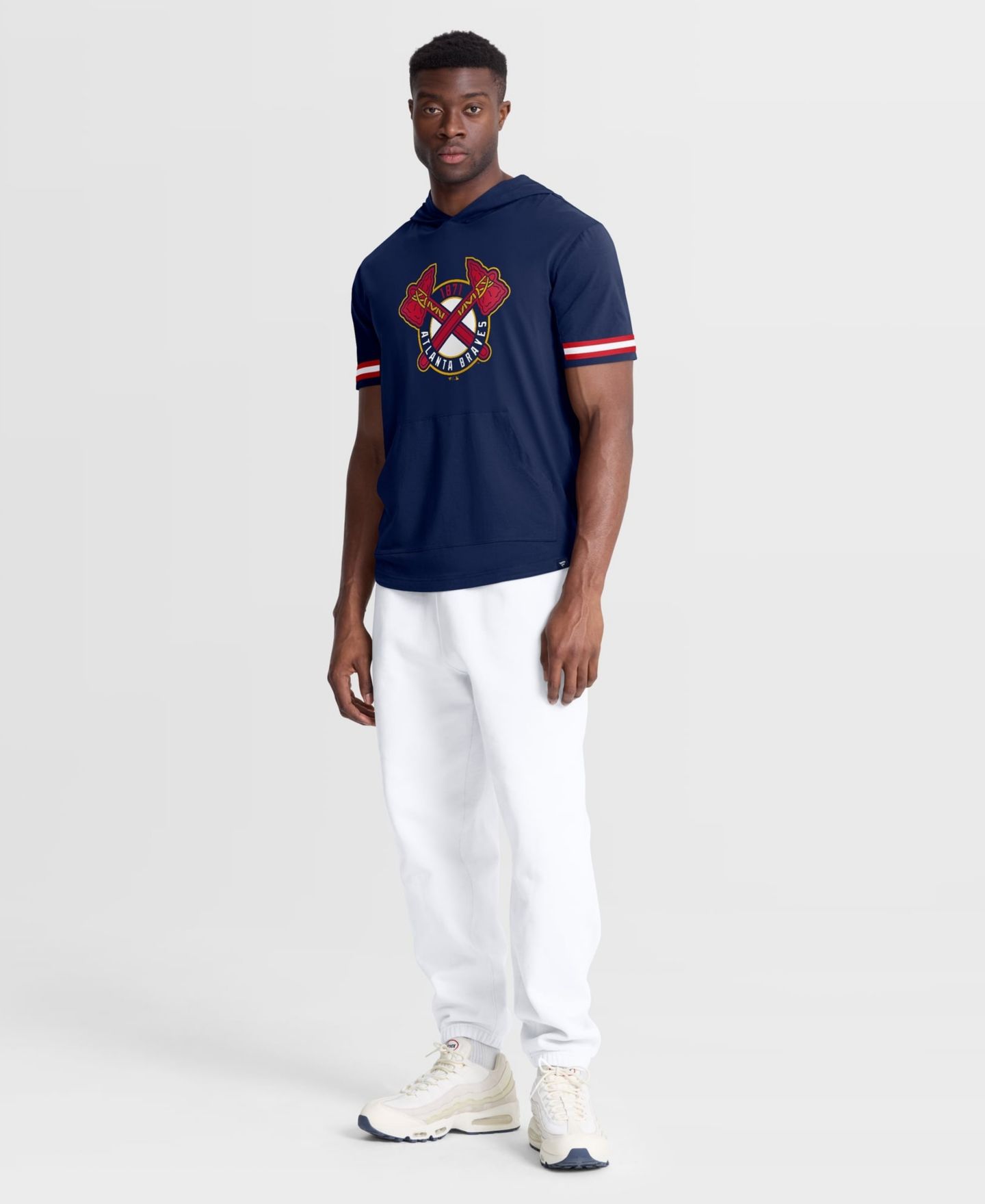 Мужская футболка Fanatics Navy Atlanta Braves Optimal Play Hooded — фото 3