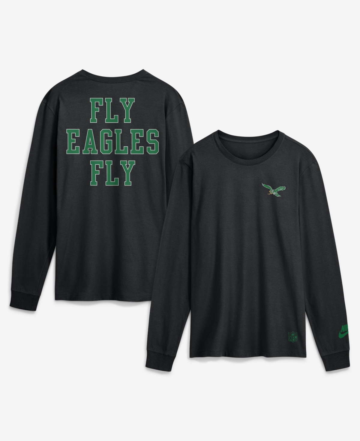 Nike Men's Black Philadelphia Eagles Double Rewind Long-Sleeve T-Shirt - Black