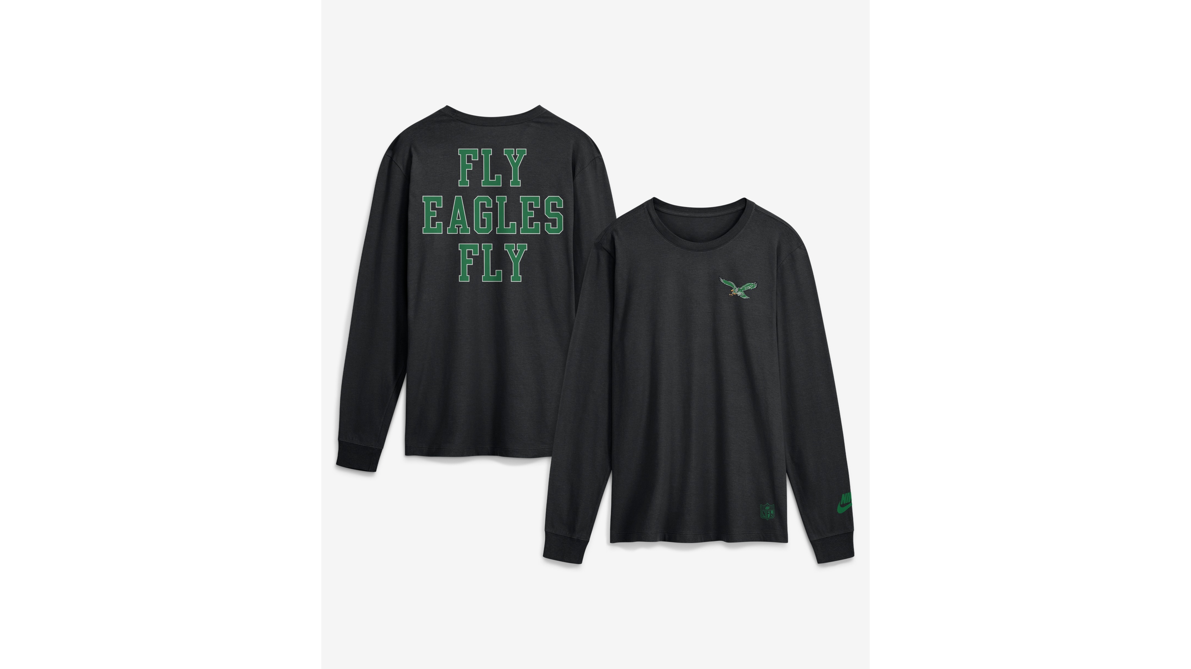 Nike Men's Black Philadelphia Eagles Double Rewind Long-Sleeve T-Shirt