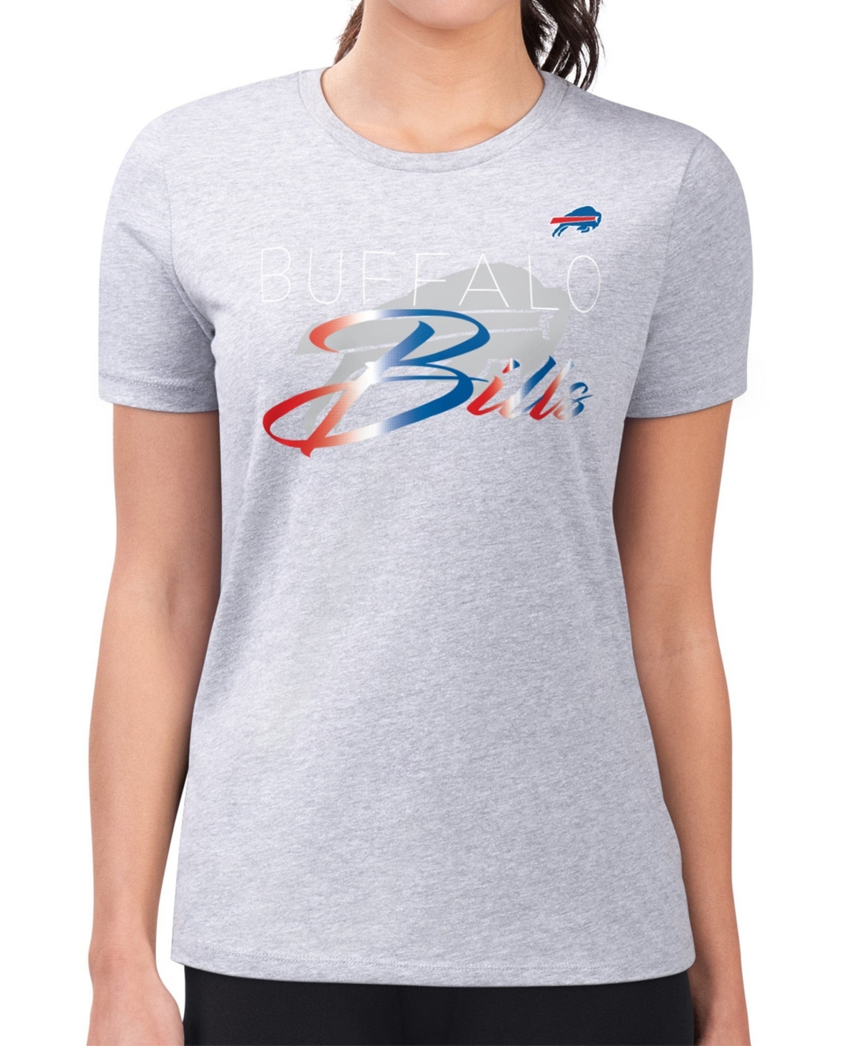 G-iii 4Her by Carl Banks Women's Gray Buffalo Bills Super-Slim Fit Lightweight Shadow Logo T-Shirt - Hthr Grey