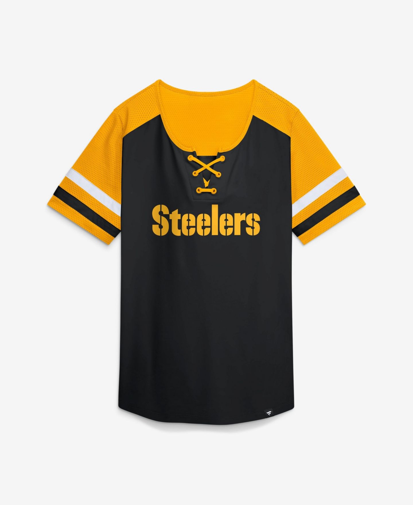 Женская рубашка Fanatics T.J. Watt Black Pittsburgh Steelers Curl Route Athena Lace-Up Name & Number — фото 2