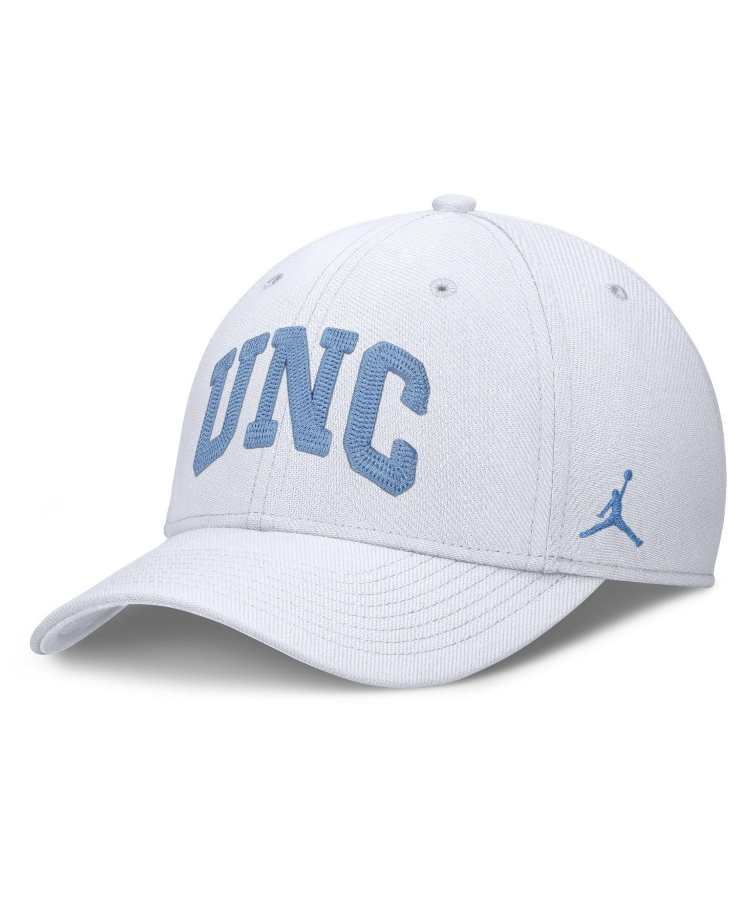 Мужские головные уборы Jordan White North Carolina Tar Heels Letter Rise Swoosh Flex Dri-FIT Hat — фото 1