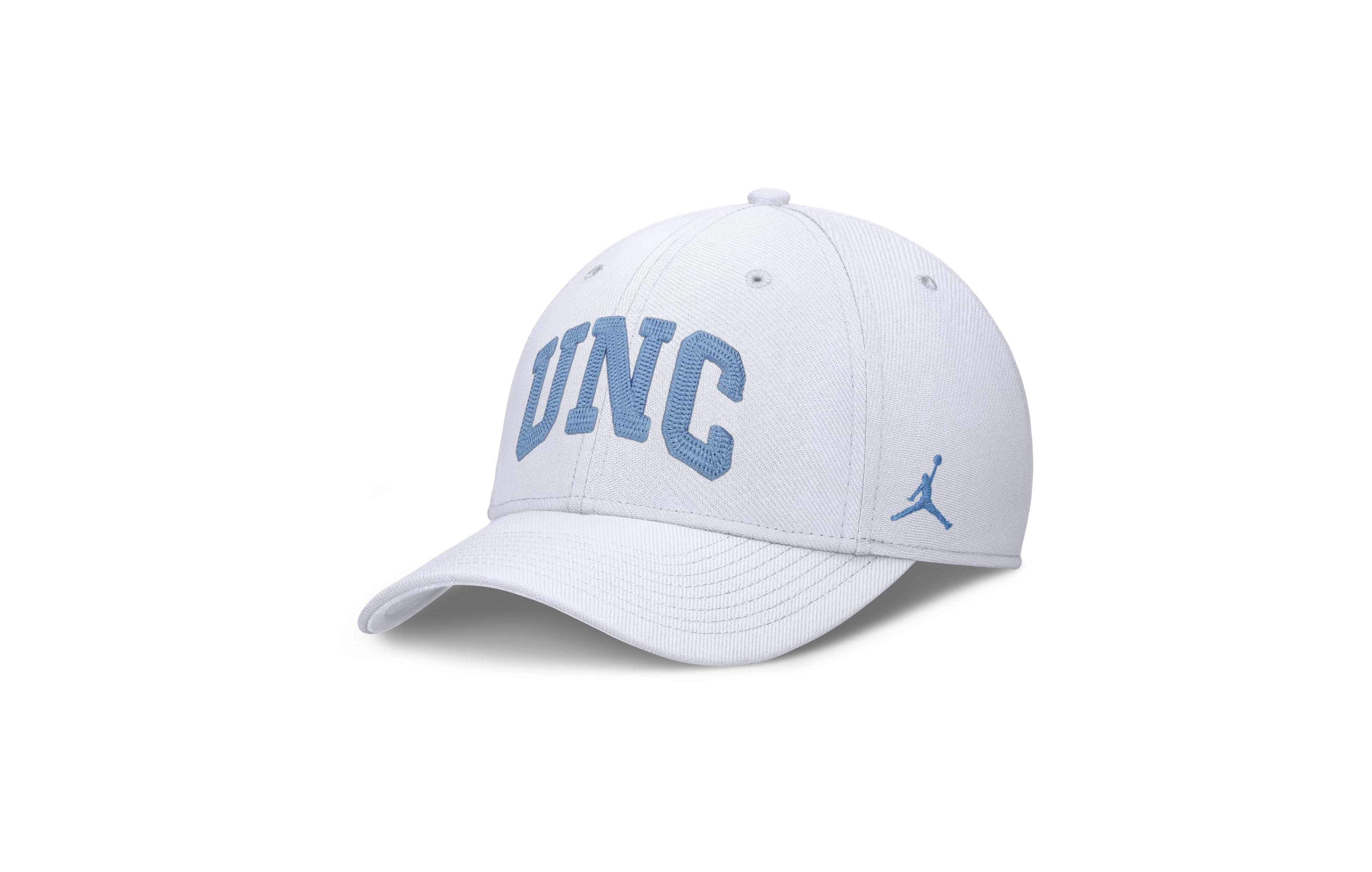 Jordan Men's White North Carolina Tar Heels Letter Rise Swoosh Flex Dri-fit Hat