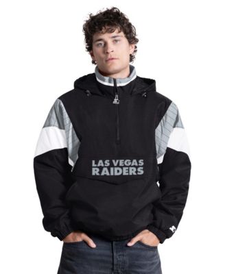 Men's Black Las Vegas Raiders The Throwback Half-Zip Hooded Jacket