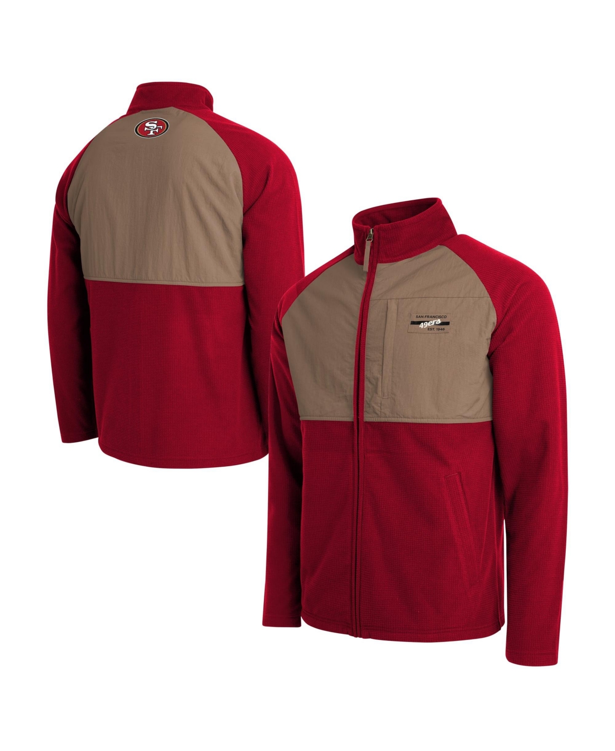 Darius Rucker Collection By Fanatics Men's Scarlet/Tan San Francisco 49ers Full-Zip Raglan Jacket - Scarlet, Tan