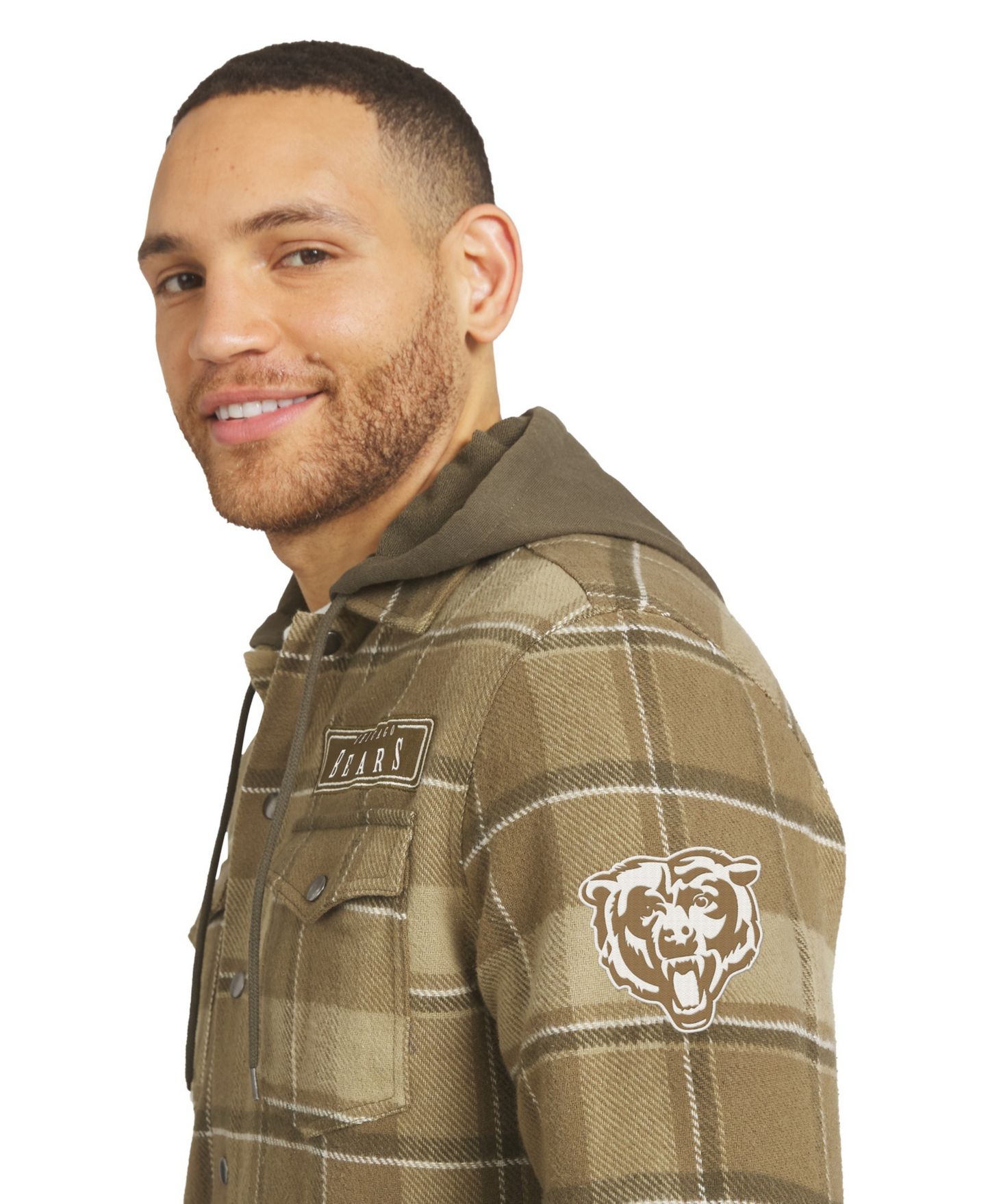 Мужские куртки Darius Rucker Collection By Fanatics Brown/Olive Chicago Bears Woven Hooded Full-Snap Shacket — фото 5