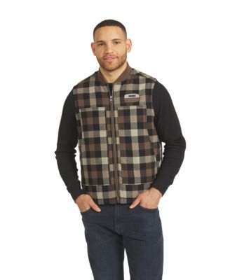 Men's Brown San Francisco 49ers Brushed Plaid Sherpa Full-Zip Vest