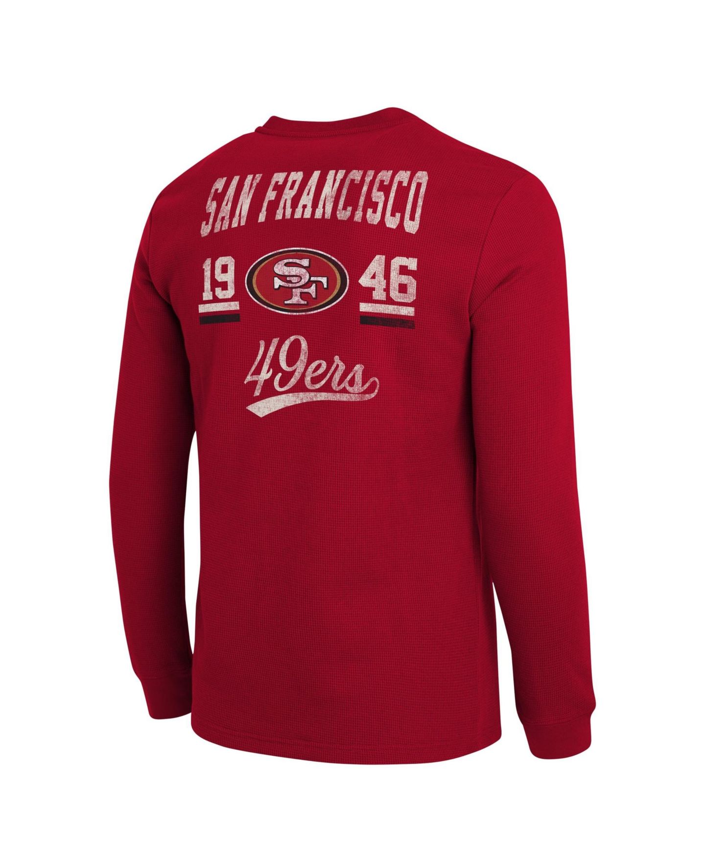 Мужская футболка Darius Rucker Collection By Fanatics Scarlet San Francisco 49ers Waffle-Knit Henley Long-Sleeve — фото 4