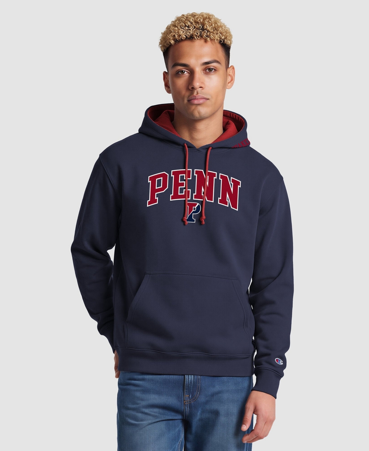 Champion Men's Navy/Red Pennsylvania Quakers Contrast Hoodie - Navy, Red