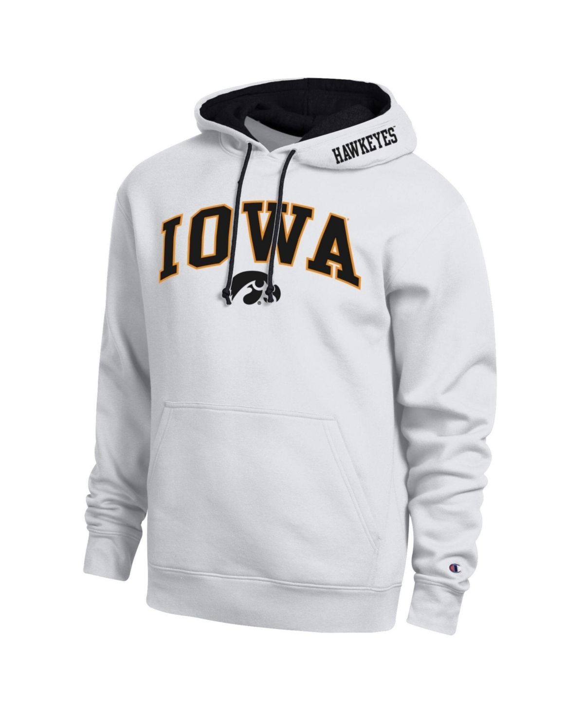 Champion Men's White Iowa Hawkeyes Arch Tackle Twill Hoodie - White