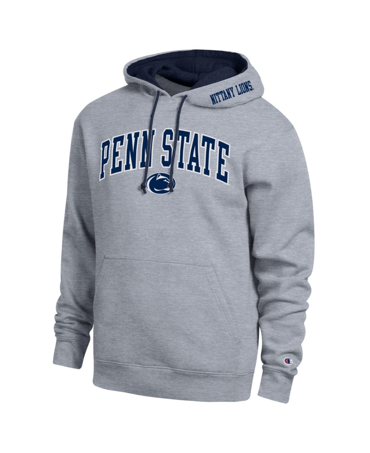 Champion Men's Heather Gray Penn State Nittany Lions Arch Tackle Twill Hoodie - Heather Gray