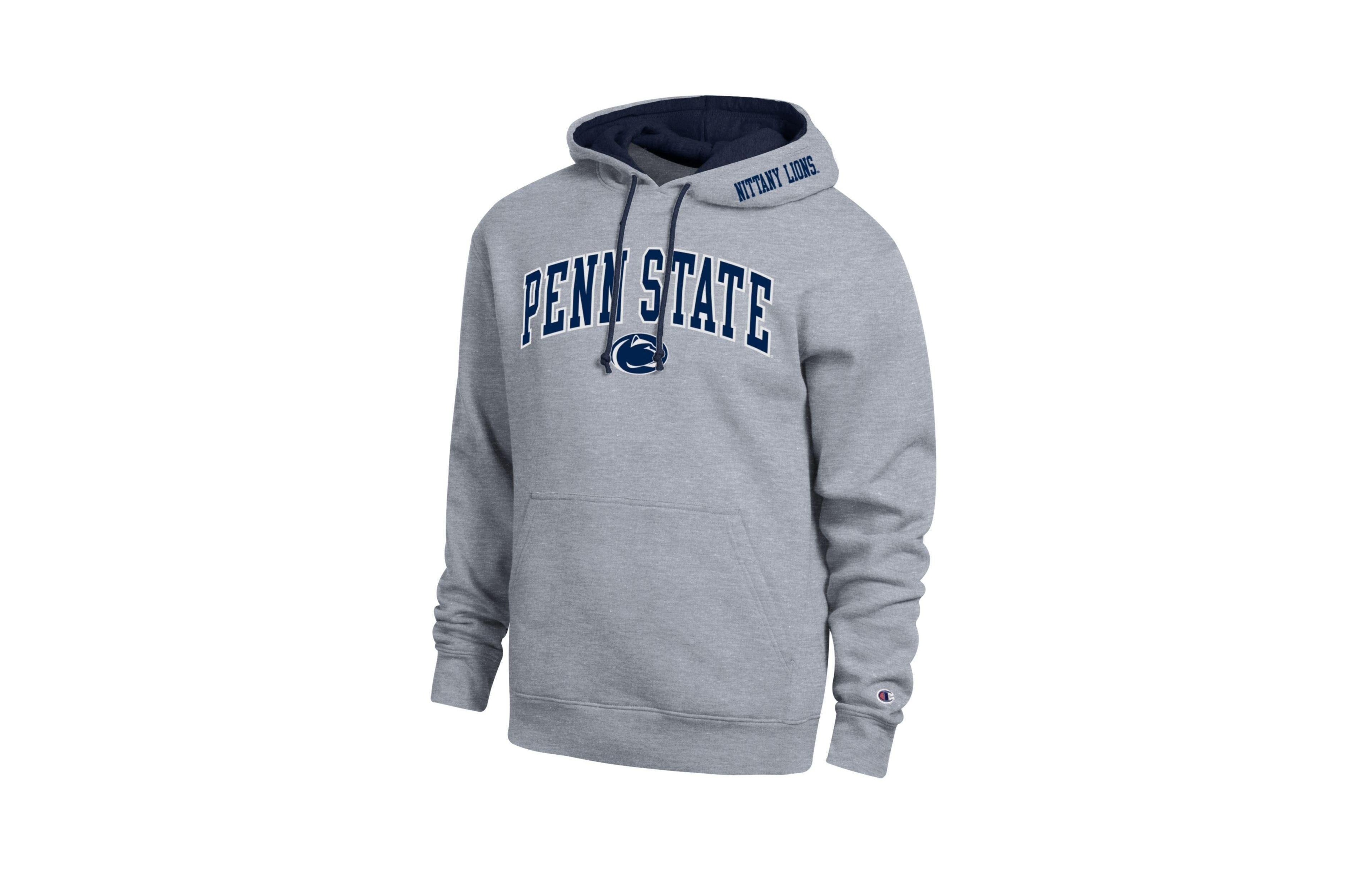 Champion Men's Heather Gray Penn State Nittany Lions Arch Tackle Twill Hoodie