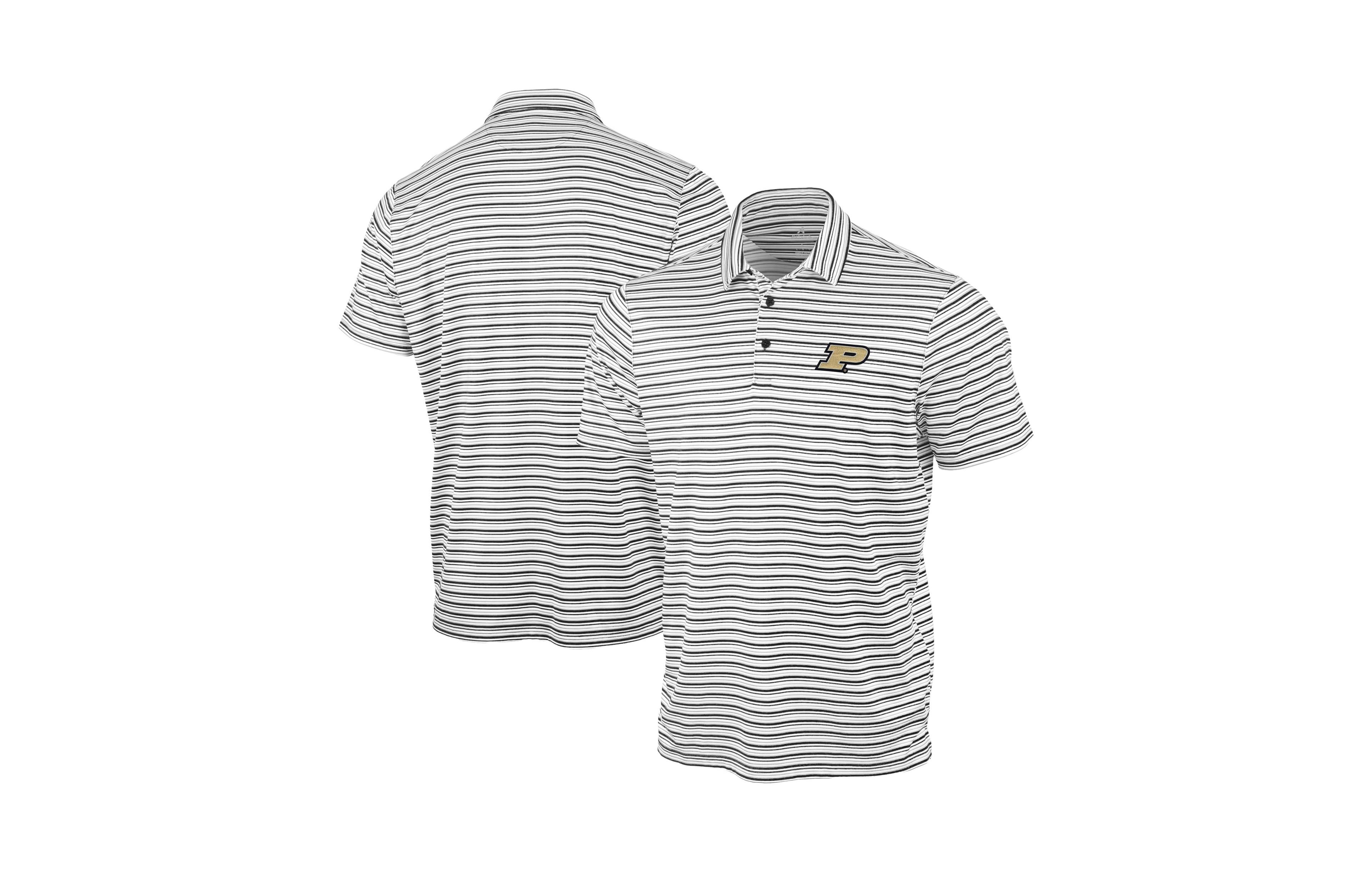 Antigua Men's Black Purdue Boilermakers Space Stripe Polo Shirt