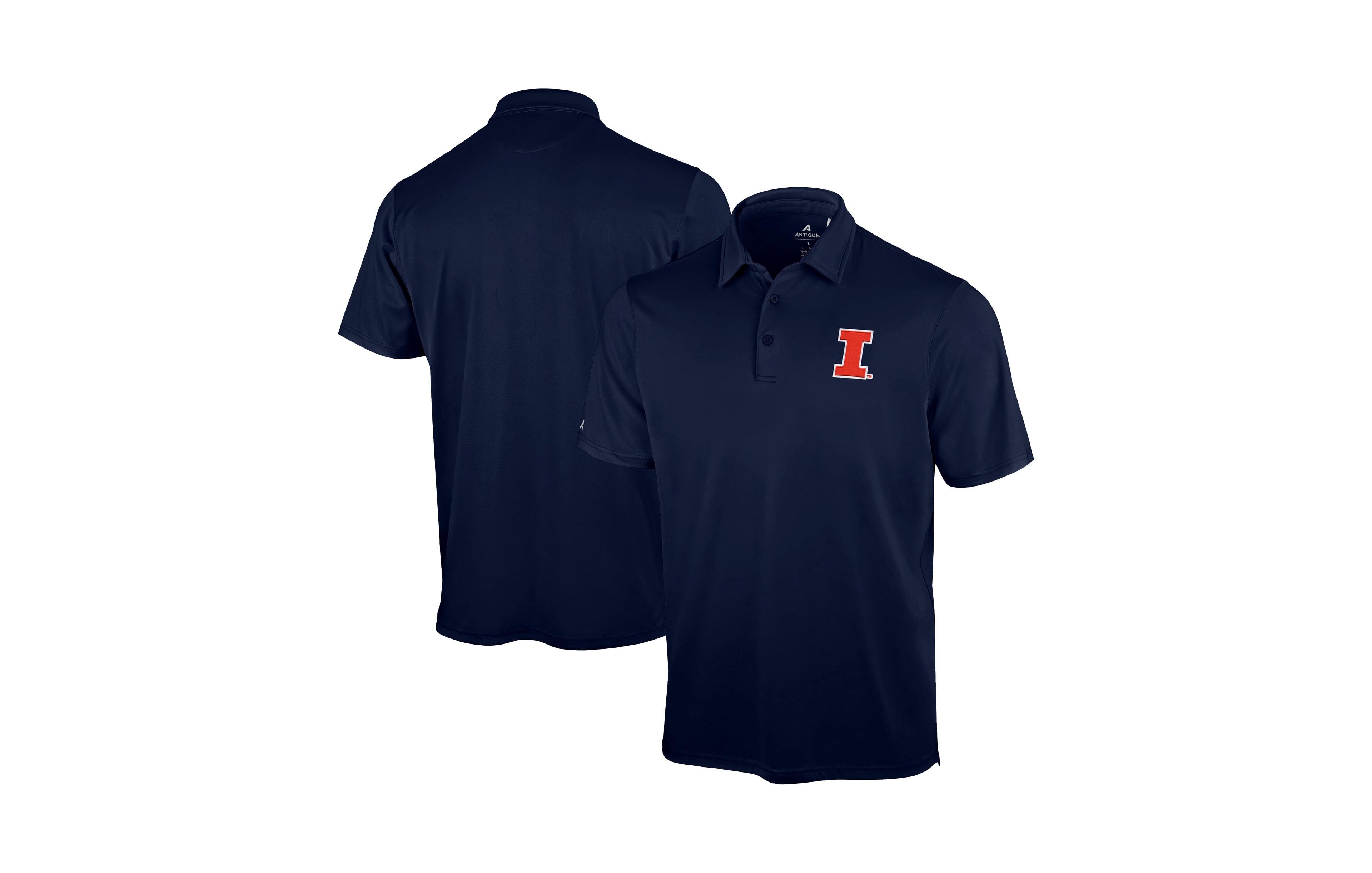 Antigua Men's Navy Illinois Fighting Illini Unshakeable Solid Polo Shirt