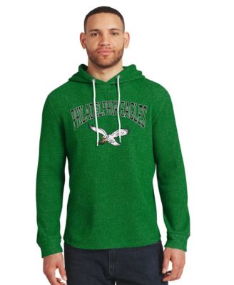 Men's Kelly Green Philadelphia Eagles Waffle Knit Hooded Tri-Blend Long-Sleeve T-Shirt