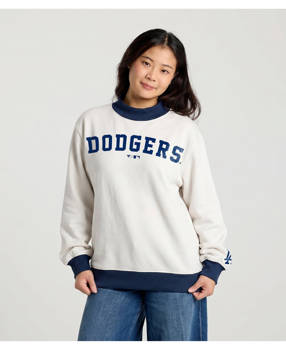 Fanatics Women's Cream Los Angeles Dodgers Sweatshirt - Cream, Navy