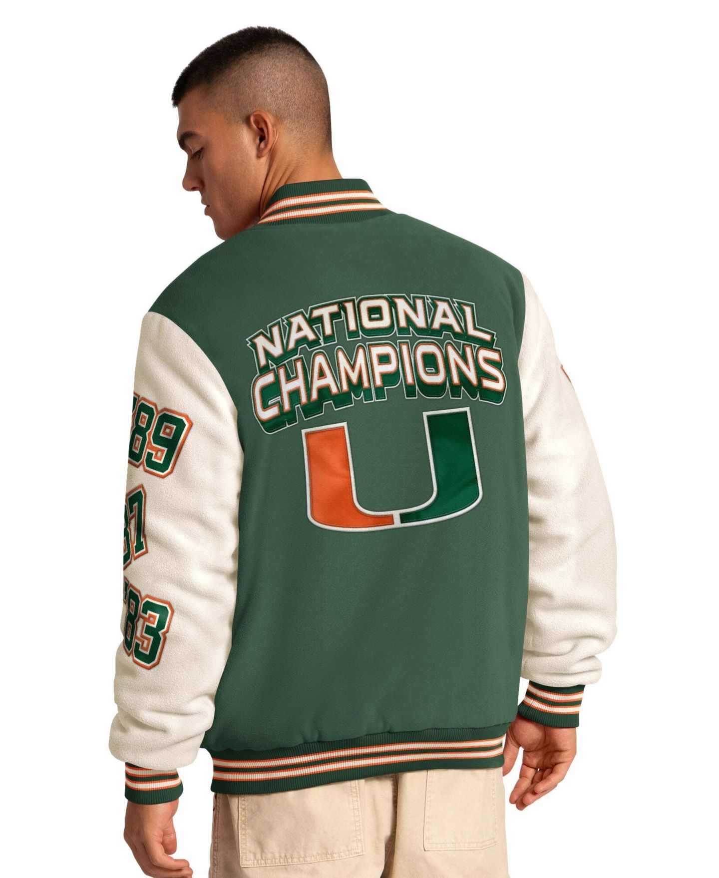 Мужская куртка Starter Green Miami Hurricanes Triple Crown Commemorative Full Snap — фото 2