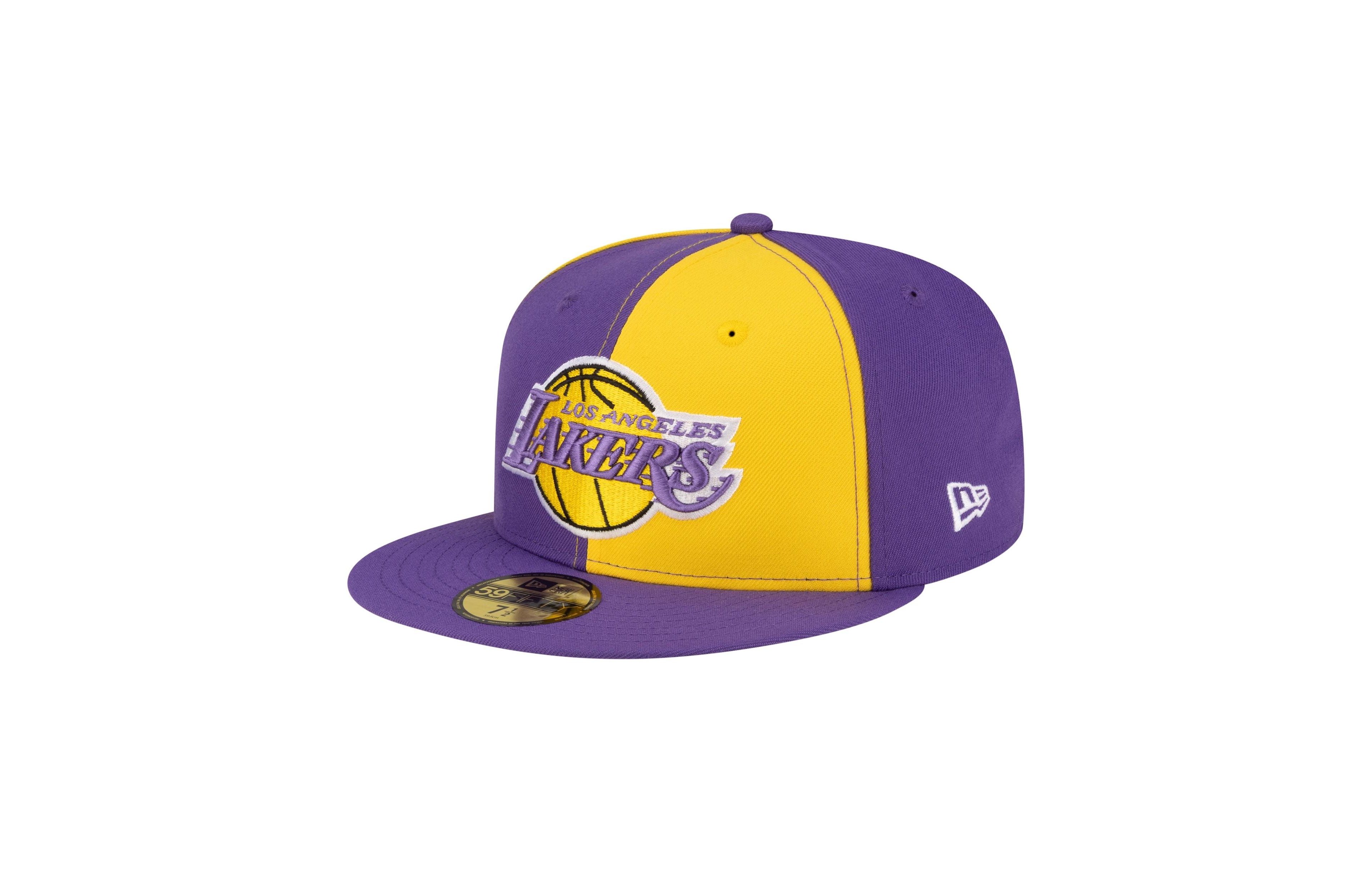 New Era Men's Gold/Purple Los Angeles Lakers 80s Throwback Pinwheel 59FIFTY Fitted Hat