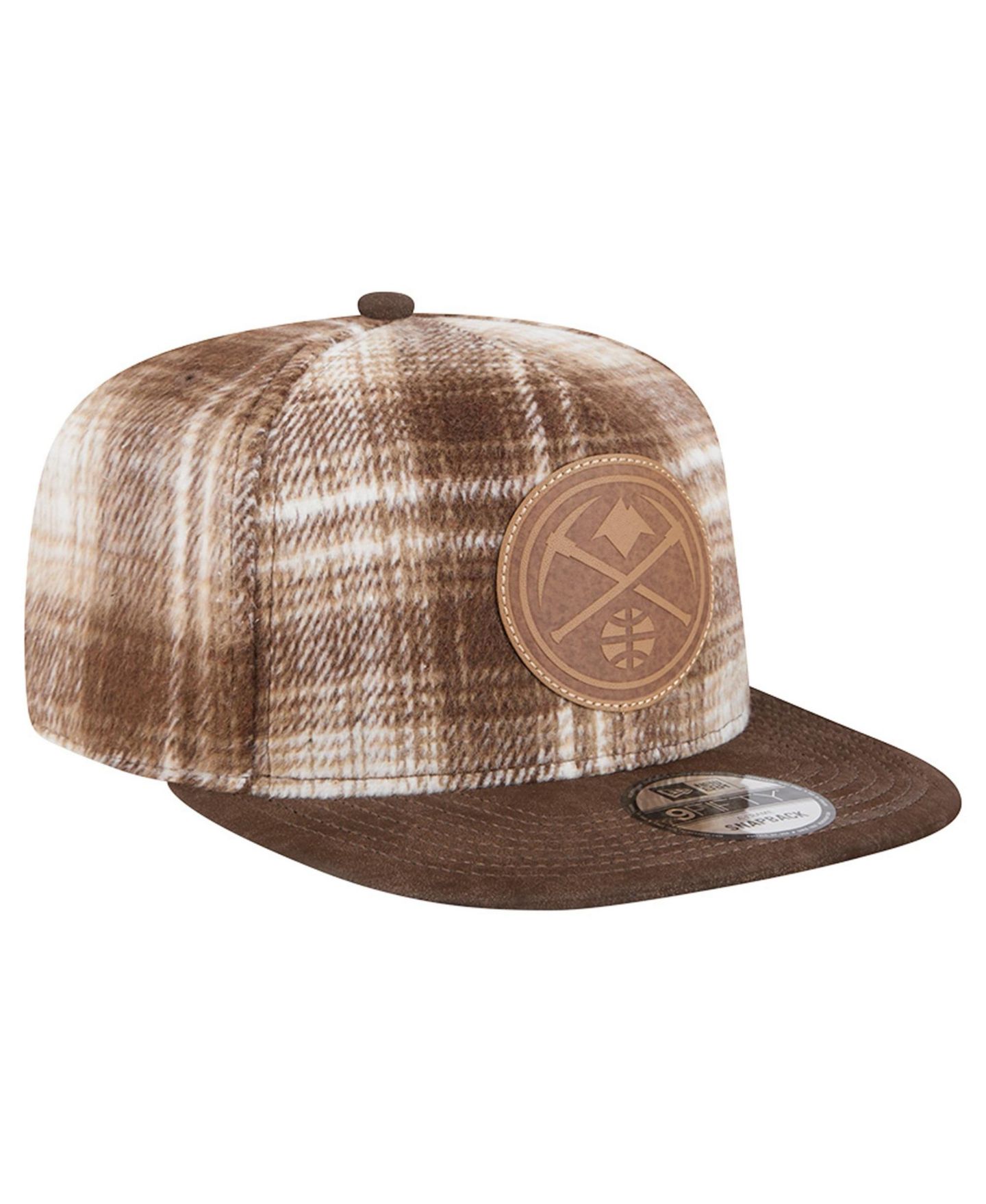 Мужская кепка New Era Brown Denver Nuggets Plaid 9FIFTY A-Frame Adjustable Hat — фото 3