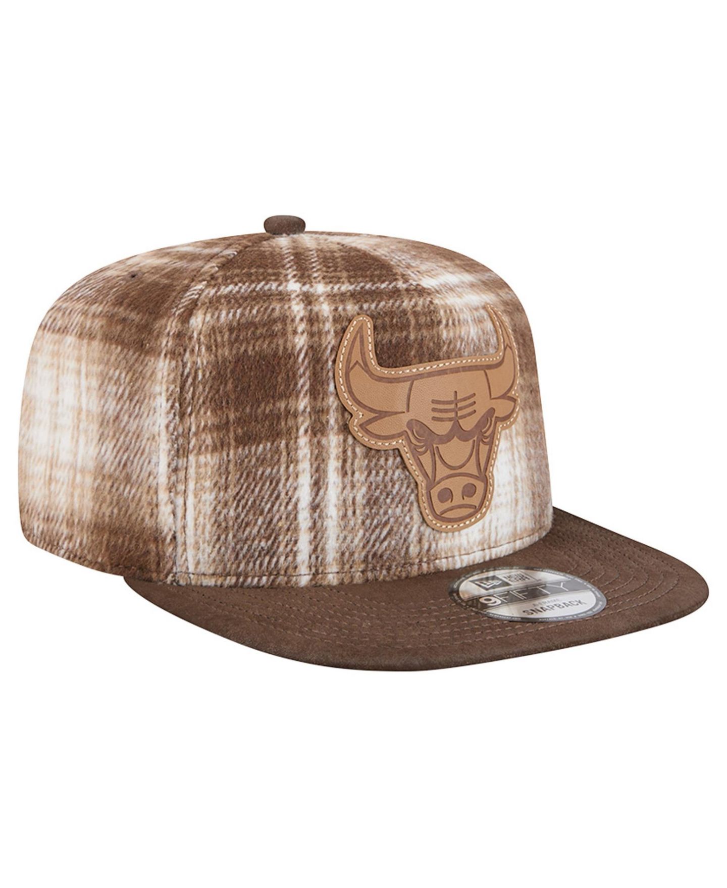 Мужская кепка New Era Brown Chicago Bulls Plaid 9FIFTY A-Frame Adjustable Hat — фото 2