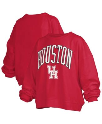Women's Red Houston Cougars Oversized Janise Arch Over Logo Fleece Sweatshirt