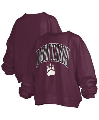 Women's Maroon Montana Grizzlies Oversized Janise Arch Over Logo Fleece Sweatshirt