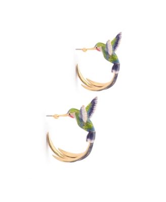 Gold-Tone Hummingbird Hoops