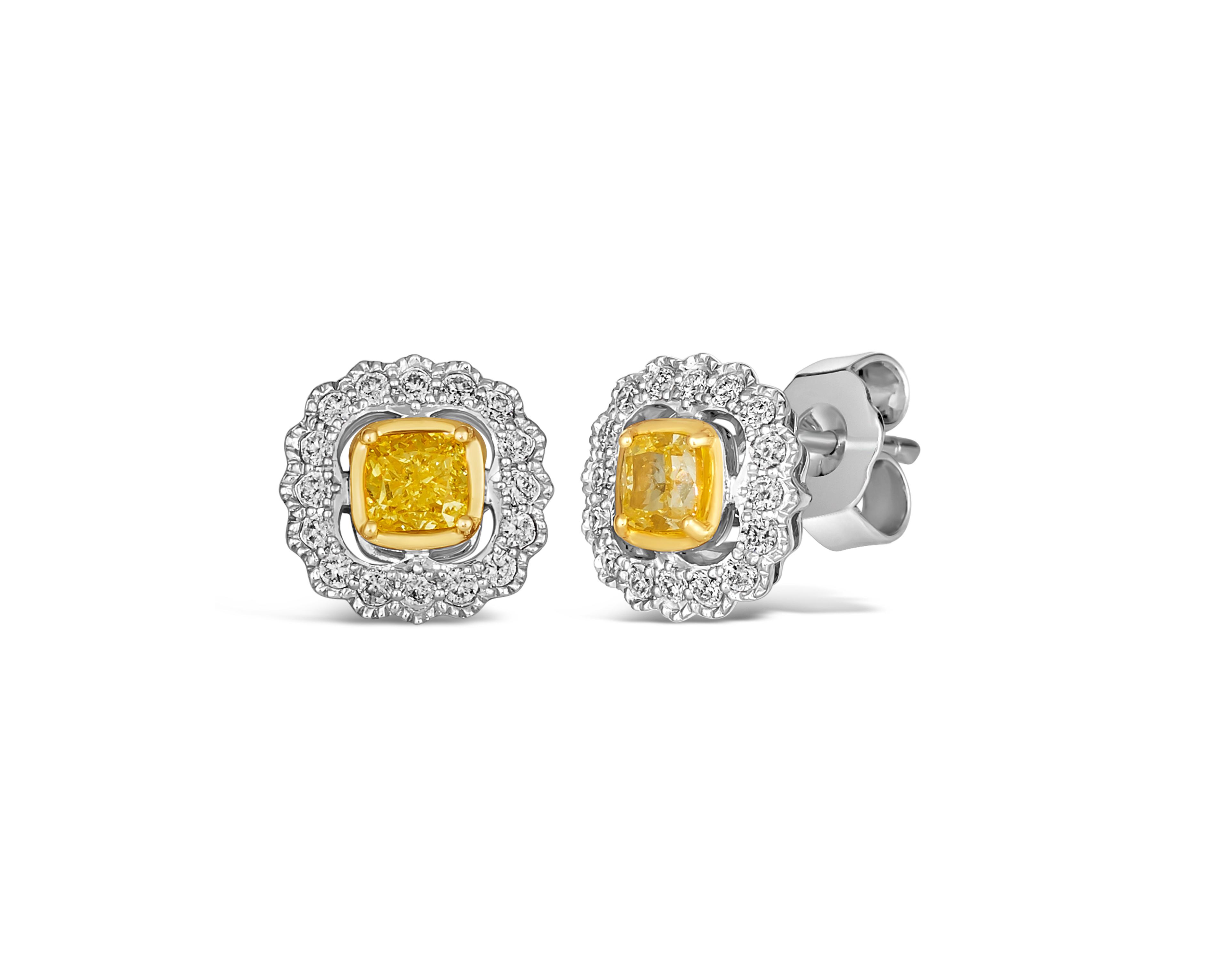 Le Vian Sunny Yellow & Vanilla Diamond Earrings (.66 ct. t.w.) in 14k White Gold