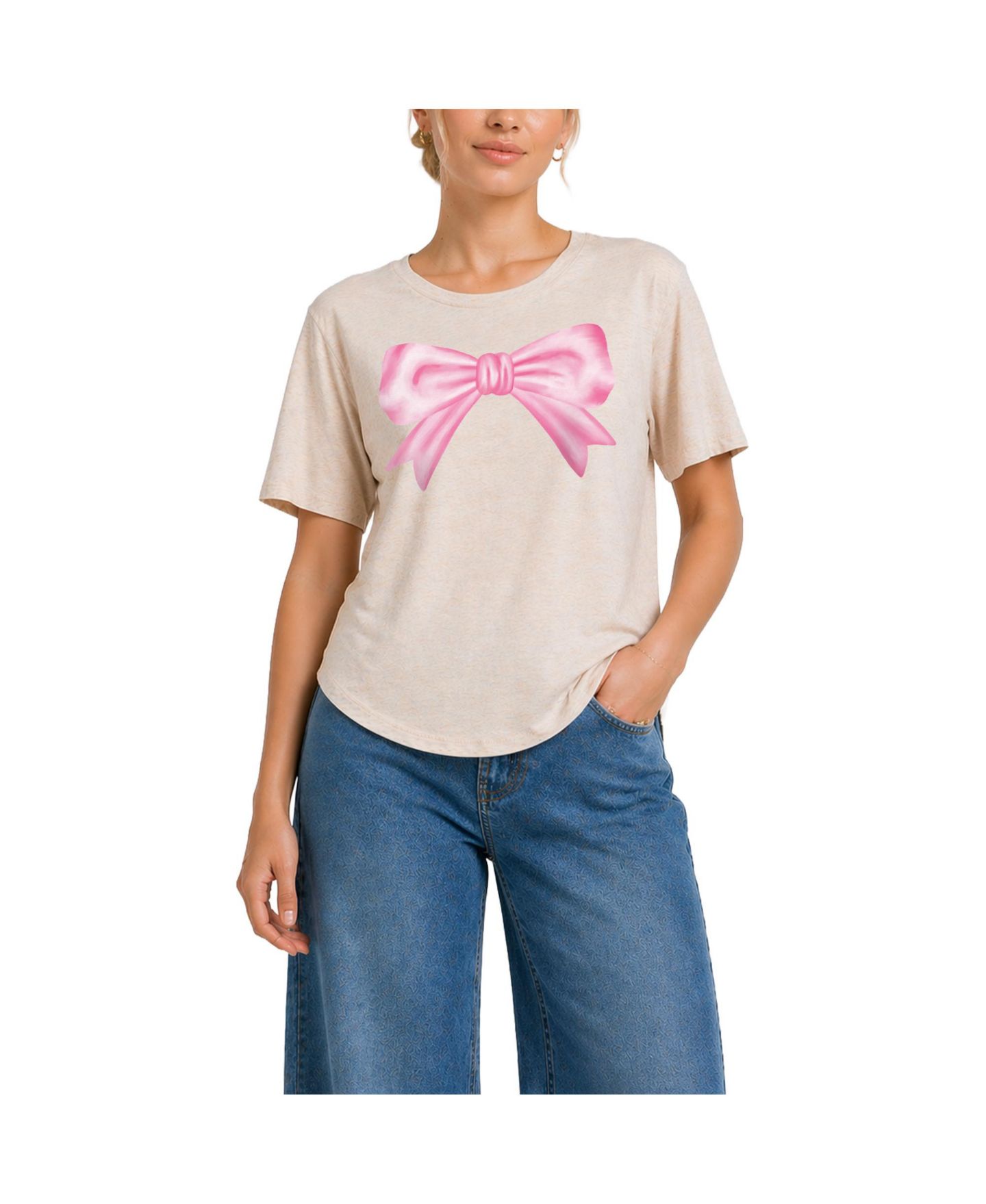Женская футболка Instant Message Painted Bow Relaxed-Fit Graphic, цвет: Берёзовый — фото 2