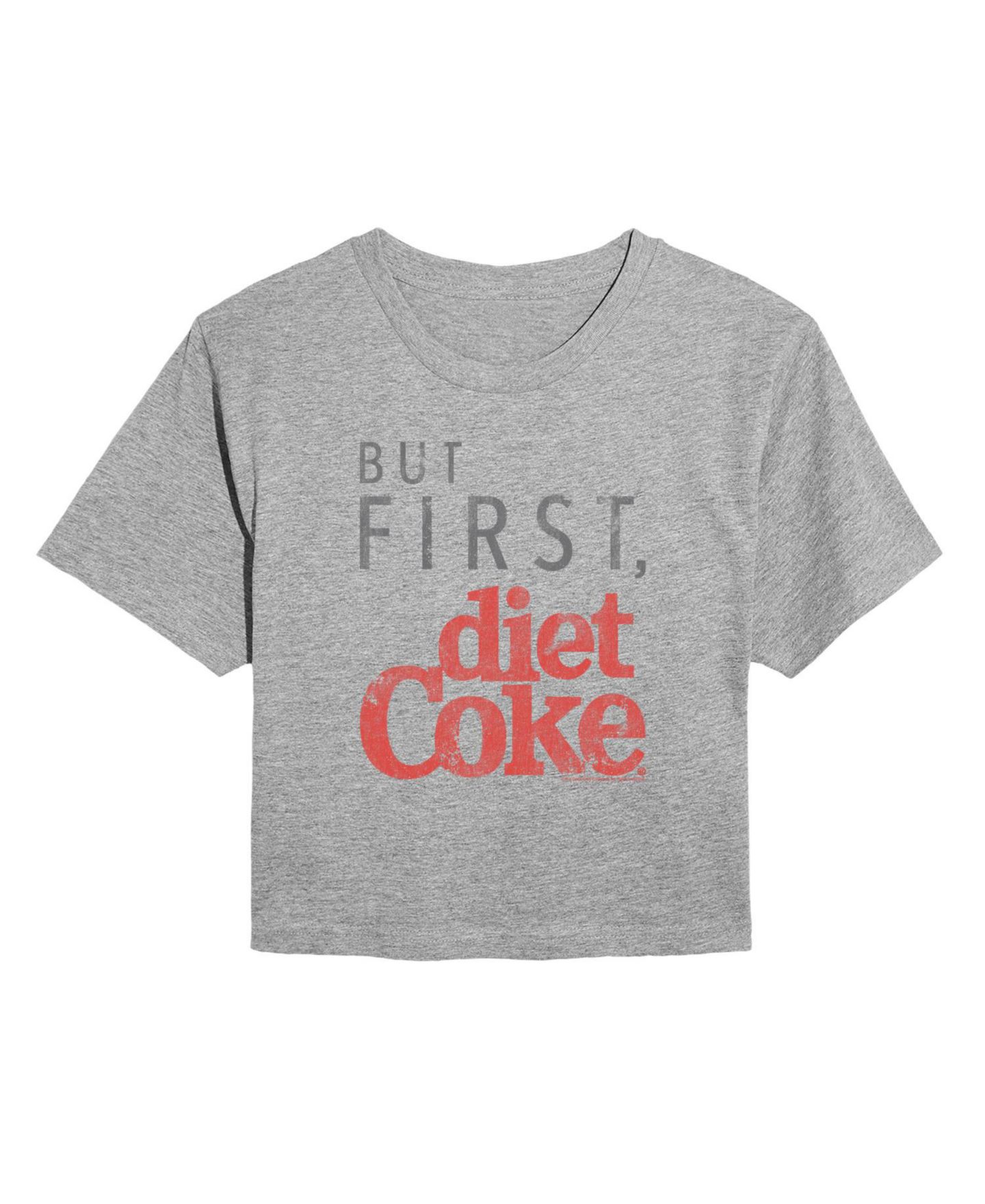 Женская футболка Coca-Cola But First Diet Coke Graphic Cropped Cotton-Blend, цвет: Меланжевый серый — фото 4