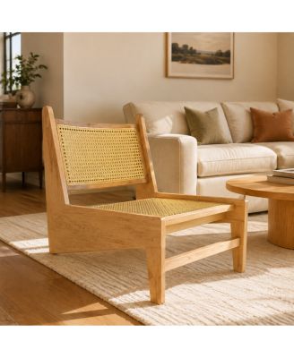  Modern Mid-Century Rattan Accent Chair for Living Room and Bedroom